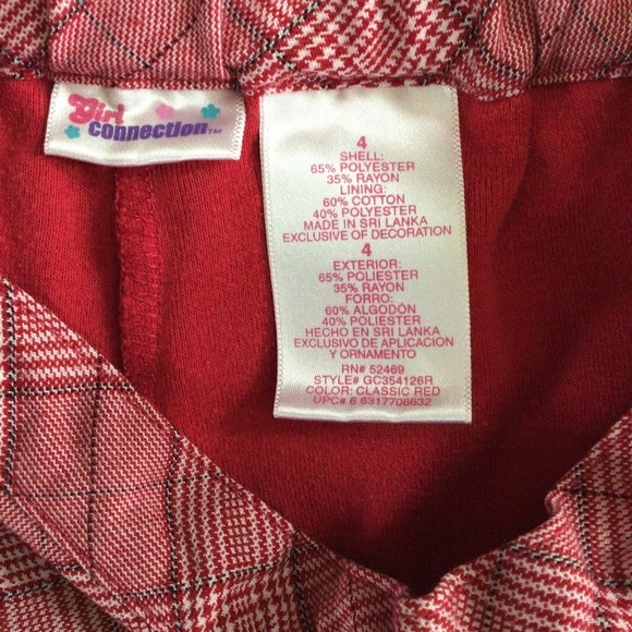 Girl Connection Red Plaid Skirt with Attached Shorts - Size 4 - Picture 5 of 5